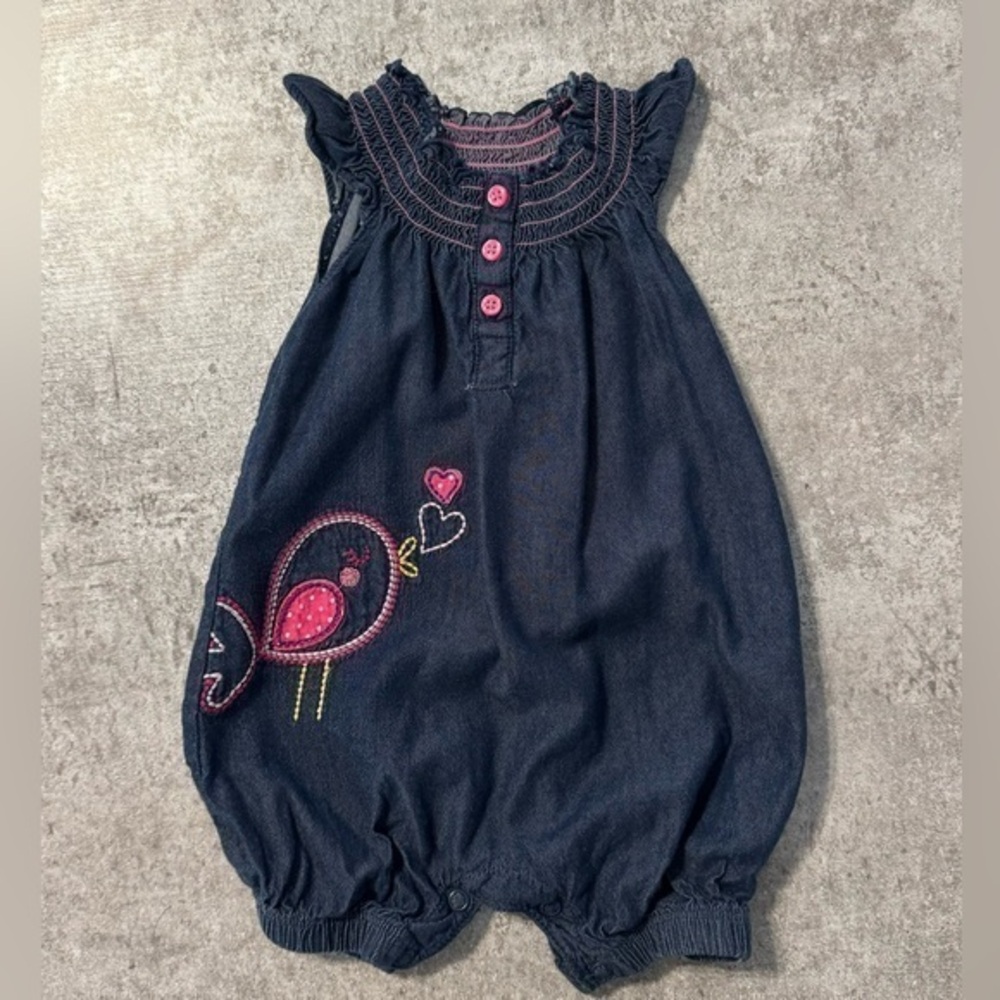 Carter's Just One You Girls Size 3 Month Blue denim Romper